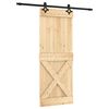 vidaXL Schuifdeur Naturel en Zwart 80 x 210 cm Massief Grenenhout