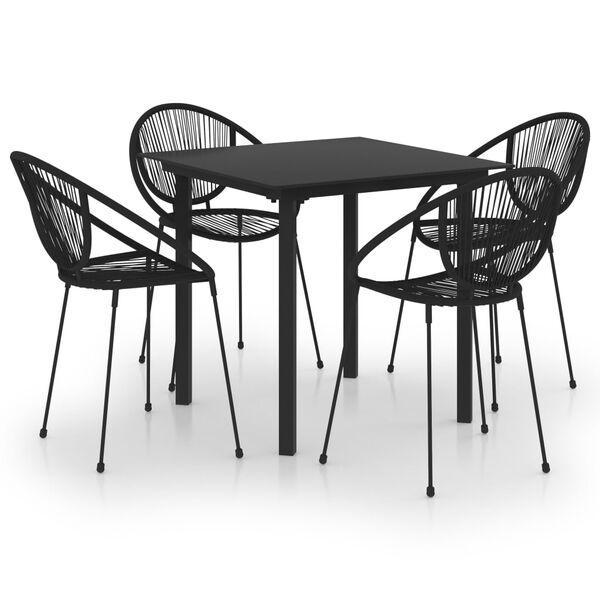 vidaXL 5-delige Tuinset PVC-rattan zwart