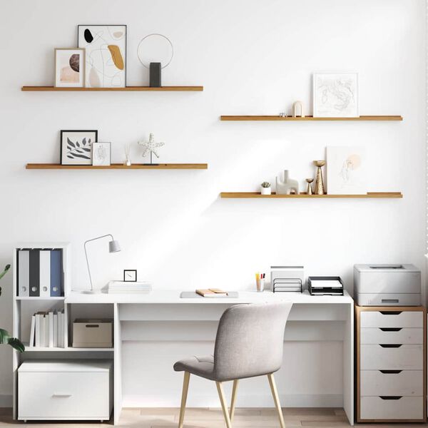 vidaXL Wandplank met plank 4 pcs Beige 115 x 9 x 3 cm Bewerkt hout