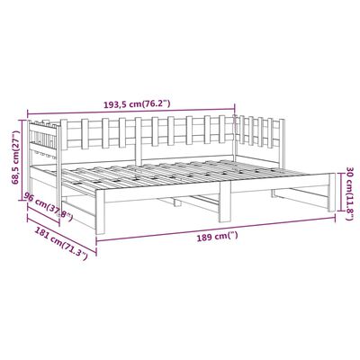 vidaXL Slaapbank uitschuifbaar grenenhout honingbruin 2x(90x190) cm