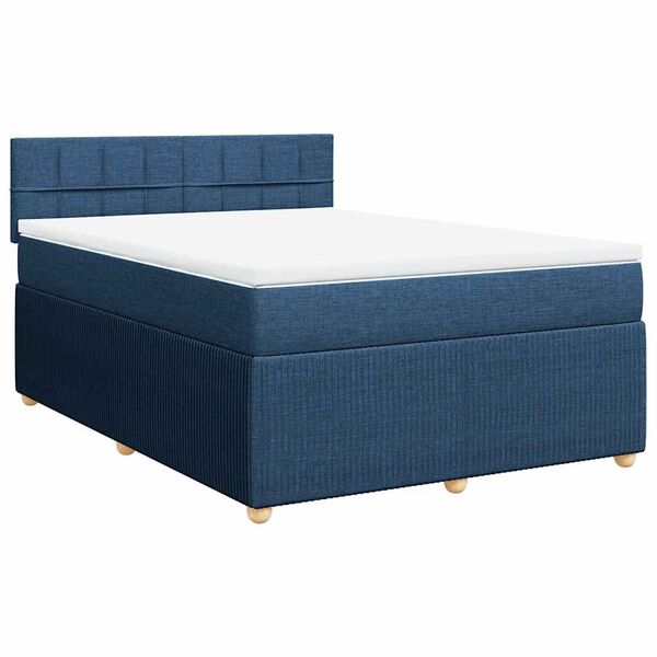 vidaXL Boxspring met matras stof blauw 160x200 cm