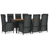 vidaXL 9-delige Tuinset poly rattan zwart