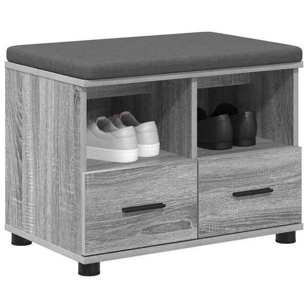 vidaXL Halbank met kussen met lade Grijs Sonoma 60 x 38 x 46 cm