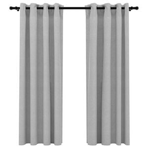 vidaXL Gordijnen linnen-look verduisterend ogen 2 st 140x175 cm grijs