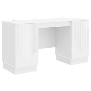 vidaXL Bureau met plank Hoogglans Wit 142,5 x 50 x 75 cm Bewerkt hout