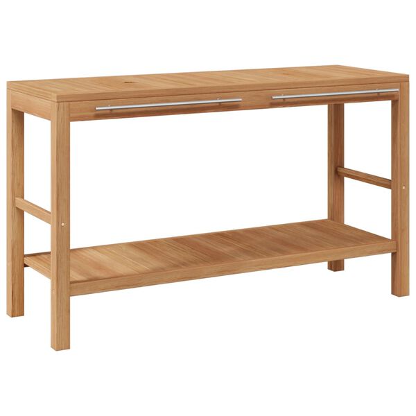 vidaXL Badkamer wastafelkast met rivierstenen wastafels teakhout