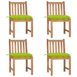 vidaXL Tuinstoelen 4 st met kussens massief teakhout