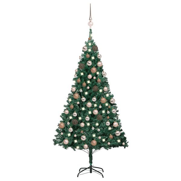 vidaXL Kunstkerstboom met verlichting en kerstballen 120 cm PVC groen