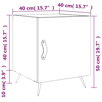 vidaXL Nachtkastjes 2 st 40x40x50 cm bewerkt hout wit