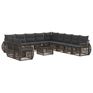 vidaXL Tuinbankenset 12 pcs Grijs en Donkergrijs poly rattan