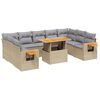 vidaXL 10-delige Loungeset met kussens poly rattan beige