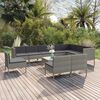 vidaXL 11-delige Loungeset met kussens poly rattan grijs