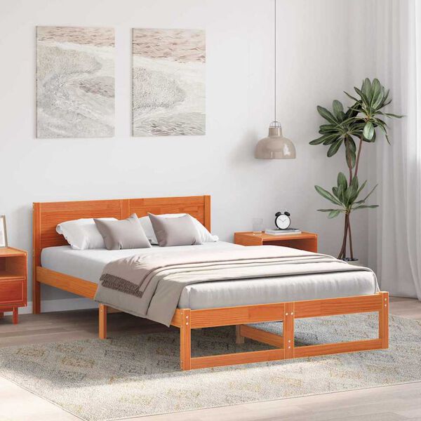 vidaXL Bedframe Wasbruin 120 x 190 cm Massief grenenhout
