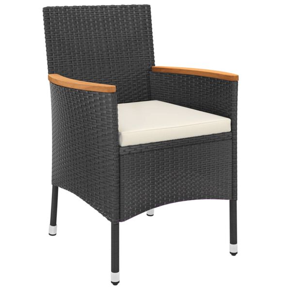 vidaXL 5-delige Bistroset met kussens poly rattan zwart