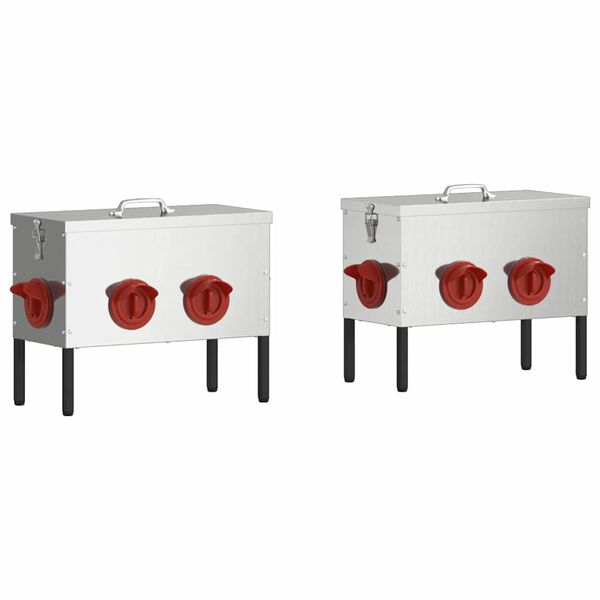 vidaXL Kip voerbak 2 pcs Zilver 41,5 x 20,5 x 33 cm