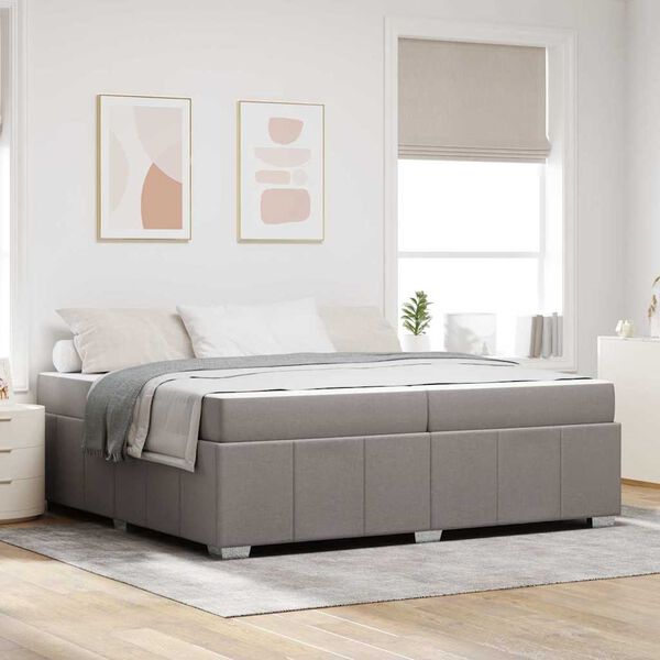 vidaXL Bedframe met matras Taupe 200 x 200 cm Stof