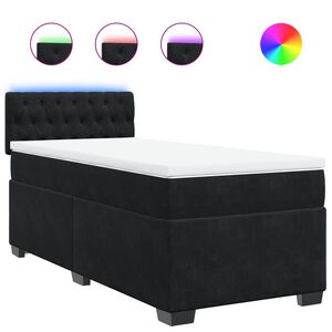 vidaXL Boxspring met matras fluweel zwart 80x200 cm