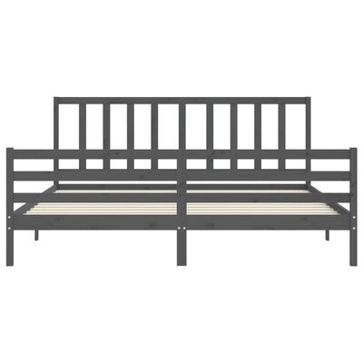 vidaXL Bedframe met hoofdbord massief hout grijs 200x200 cm