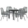 vidaXL Tuin eettafelset met kussen 5 pcs Grijs poly rattan