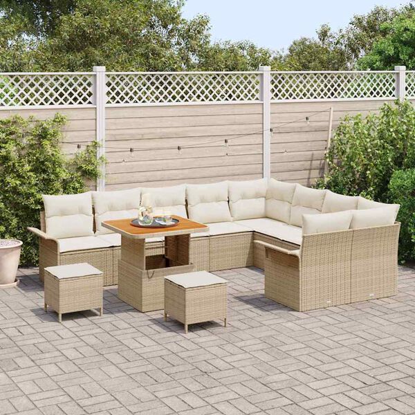 vidaXL Tuin Sofa Set 12 pcs Beige poly rattan