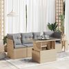 vidaXL 5-delige Loungeset met kussens poly rattan beige