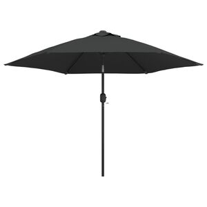 vidaXL Parasol met LED-verlichting en stalen paal 300 cm antraciet