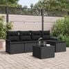 vidaXL Buitensofa met kussen 6 pcs Zwart poly rattan