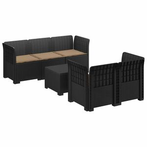 vidaXL 5-Zits Tuin Sofa met Kussens Rattan Look PP Antraciet