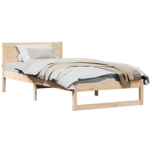 vidaXL Bedframe met hoofdeinde Naturel 75 x 190 cm Massief grenenhout