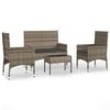 vidaXL 4-delige Loungeset met kussens poly rattan grijs