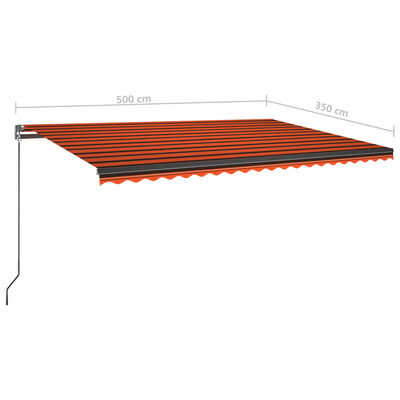 vidaXL Luifel automatisch met LED windsensor 500x350 cm oranje bruin