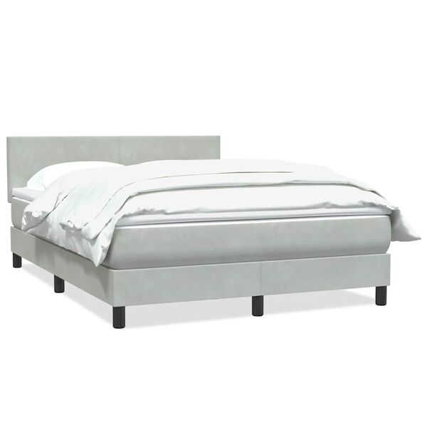 vidaXL Boxspring met matras fluweel lichtgrijs 140x210 cm