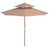 vidaXL Parasol dubbeldekker met houten paal 270 cm taupe