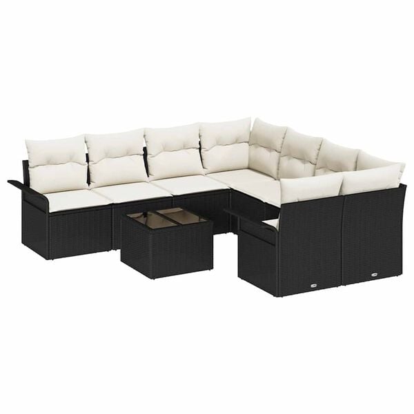 vidaXL Tuin Sofa Set 9 pcs Zwart Poly riet