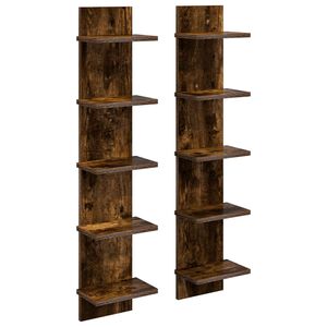 vidaXL Wandplank 2 pcs Gerookt eiken 22 x 15 x 100 cm Bewerkt hout