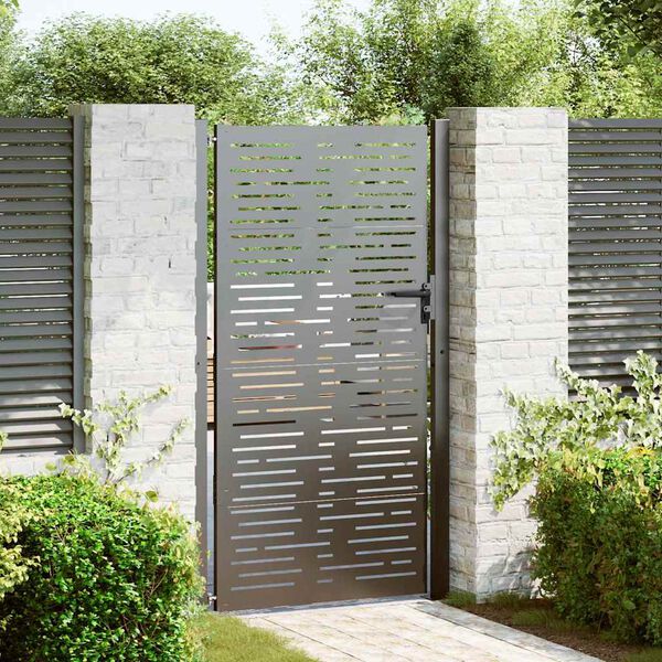 vidaXL Tuinpoort met slot Zwart 85 x 180 cm Gepoedercoat staal