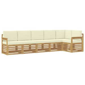 vidaXL Buiten bankenset 6 st Wit en cr&egrave;mekleurig Polyester