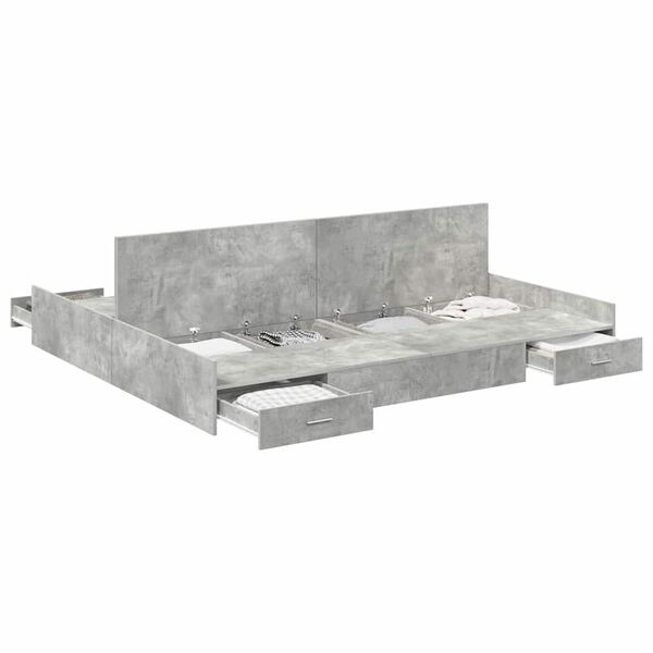 vidaXL Opbergbedframe met lade Beton Grijs 180 x 200 cm Bewerkt hout