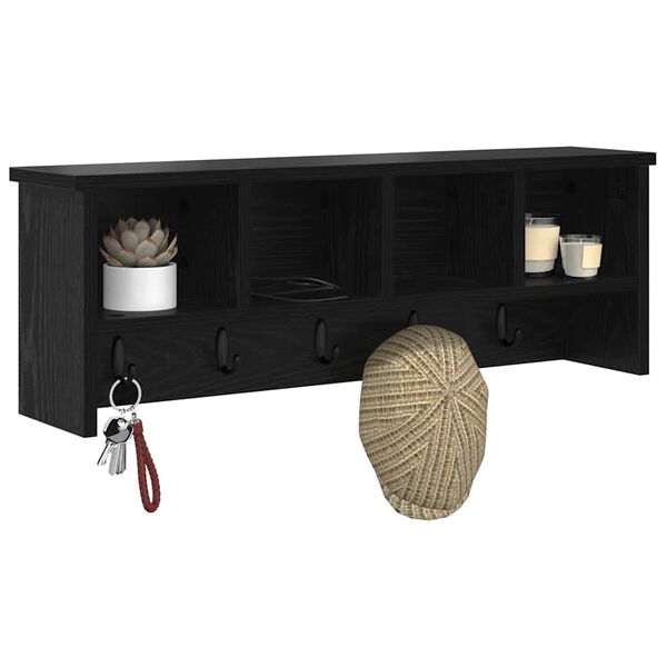 vidaXL Wandgemonteerde kapstok met plank Zwart eiken 75 x 16 x 26 cm