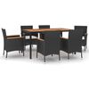 vidaXL 7-delige Tuinset met kussens poly rattan zwart