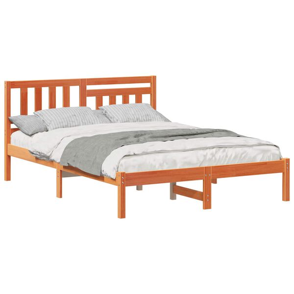 vidaXL Bedframe Wasbruin 120 x 190 cm Massief grenenhout