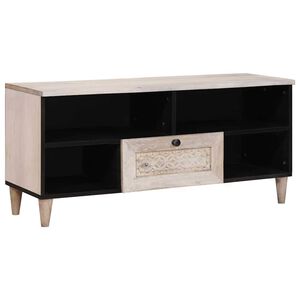 vidaXL TV-kast Bleached Wit 100 x 33 x 46 cm Massief Mango Hout