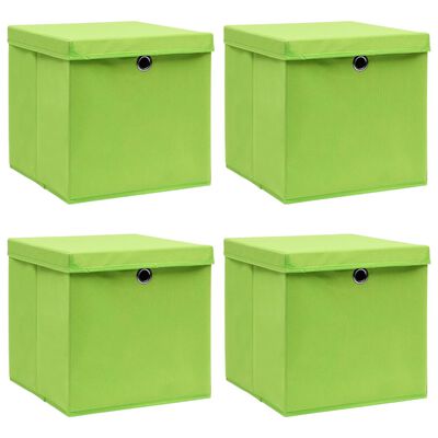 vidaXL Opbergboxen met deksel 4 st 32x32x32 cm stof groen