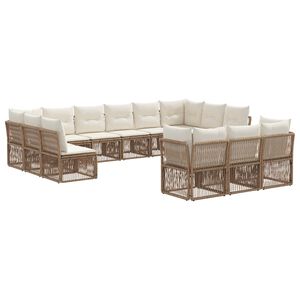 vidaXL Tuinbankenset 13 pcs Beige poly rattan