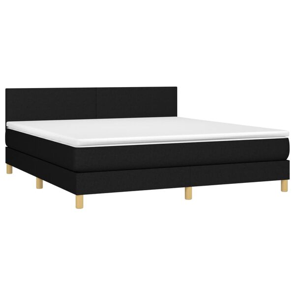 vidaXL Boxspring met matras en LED stof zwart 160x200 cm