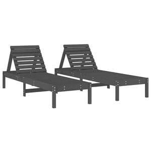 vidaXL Ligbedden 2 st 199,5x60x74 cm massief grenenhout grijs