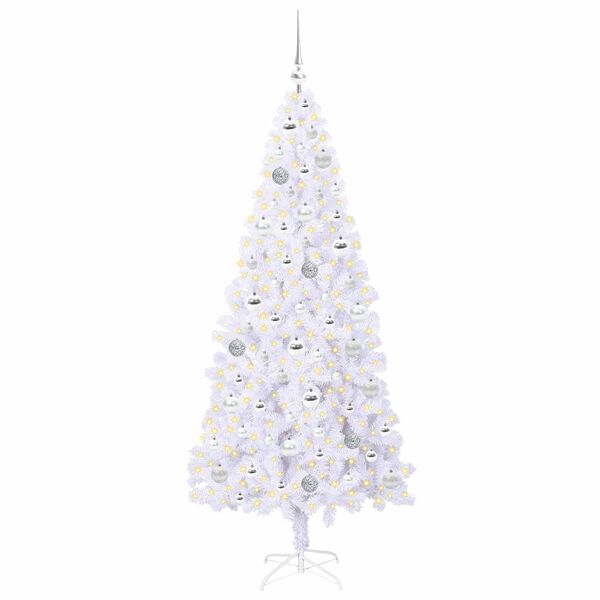 vidaXL Kunstkerstboom met 300 LED Wit 180 cm PVC en staal
