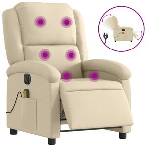 vidaXL Massagestoel elektrisch verstelbaar stof cr&egrave;mekleurig