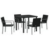 vidaXL Tuin eettafelset 5 st Zwart en Grijs PE Rattan