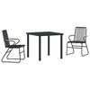 vidaXL Tuin eettafelset 3 pcs Zwart Gepoedercoat staal